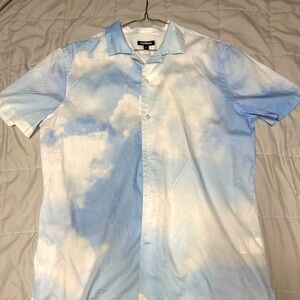 Express Light Blue Cloud Pattern Shirt (Size M)